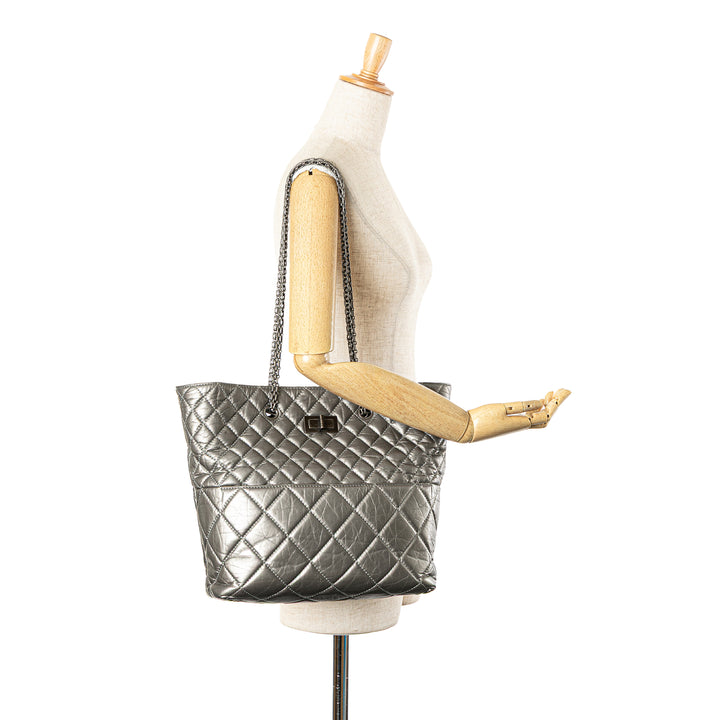 Reissue 2.55 Quilted Aged Calfskin Tote Silver - Gaby Paris