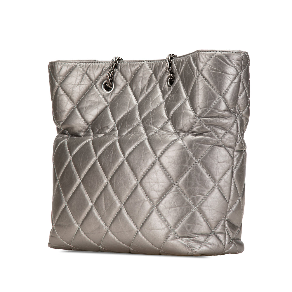 Reissue 2.55 Quilted Aged Calfskin Tote Silver - Gaby Paris