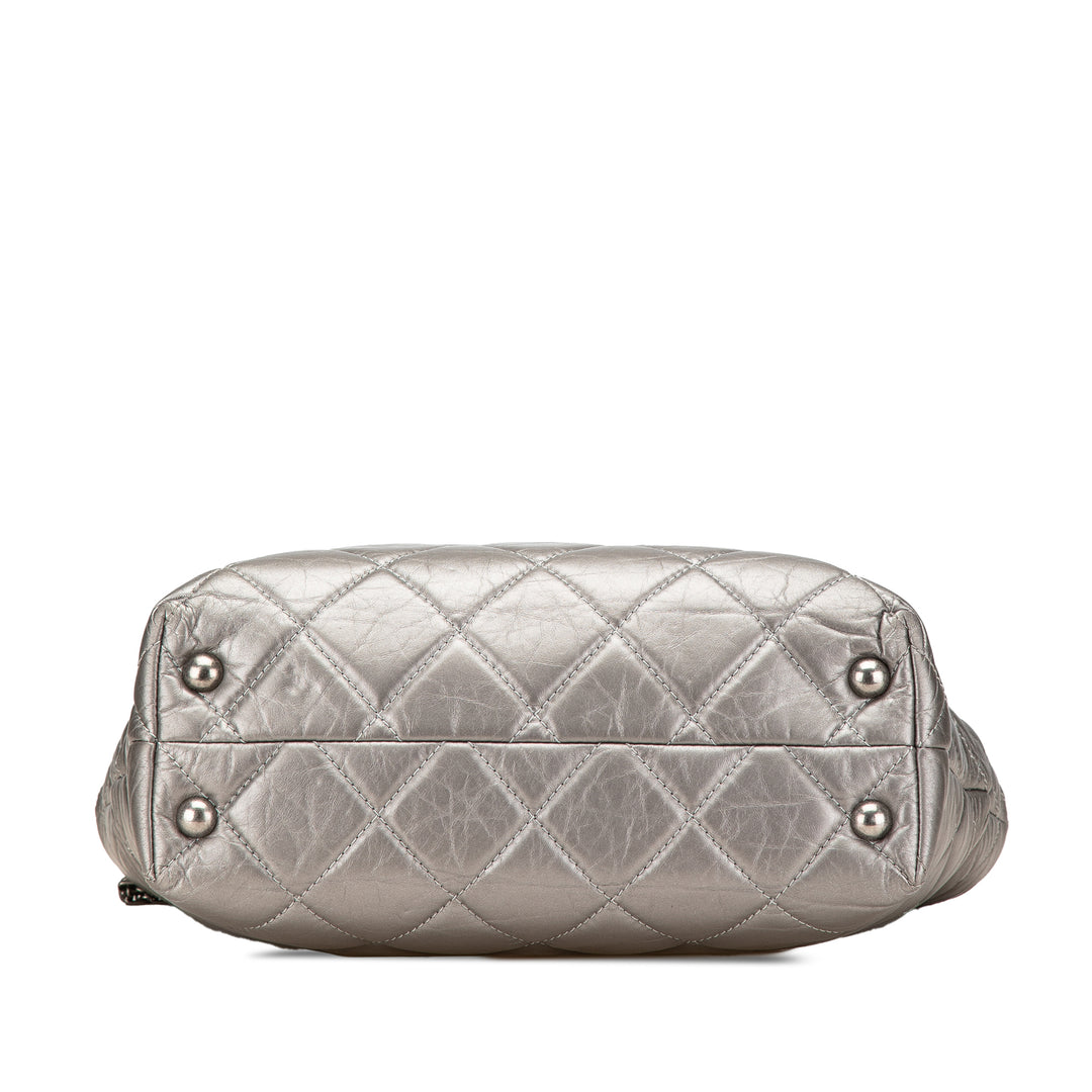 Reissue 2.55 Quilted Aged Calfskin Tote Silver - Gaby Paris