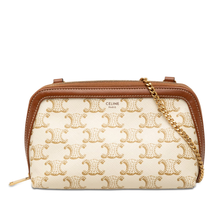 Celine Triomphe Coated Toile Pochette avec chaîne