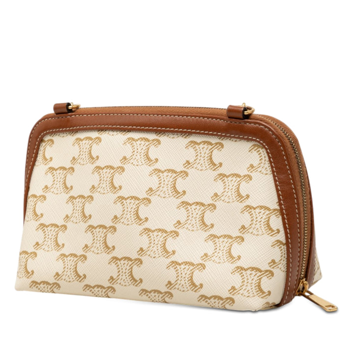 Celine Triomphe Coated Toile Pochette avec chaîne
