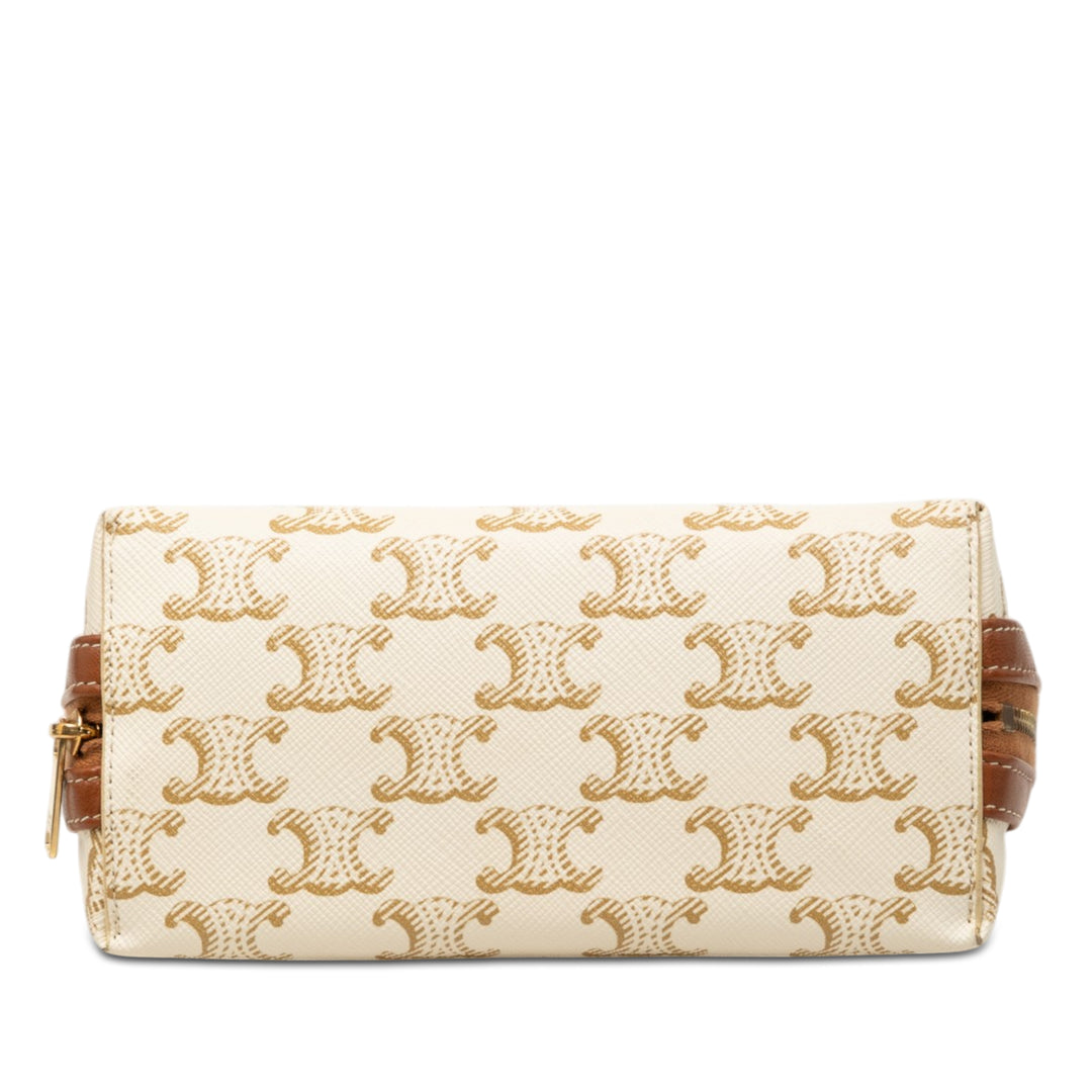 Celine Triomphe Coated Toile Pochette avec chaîne