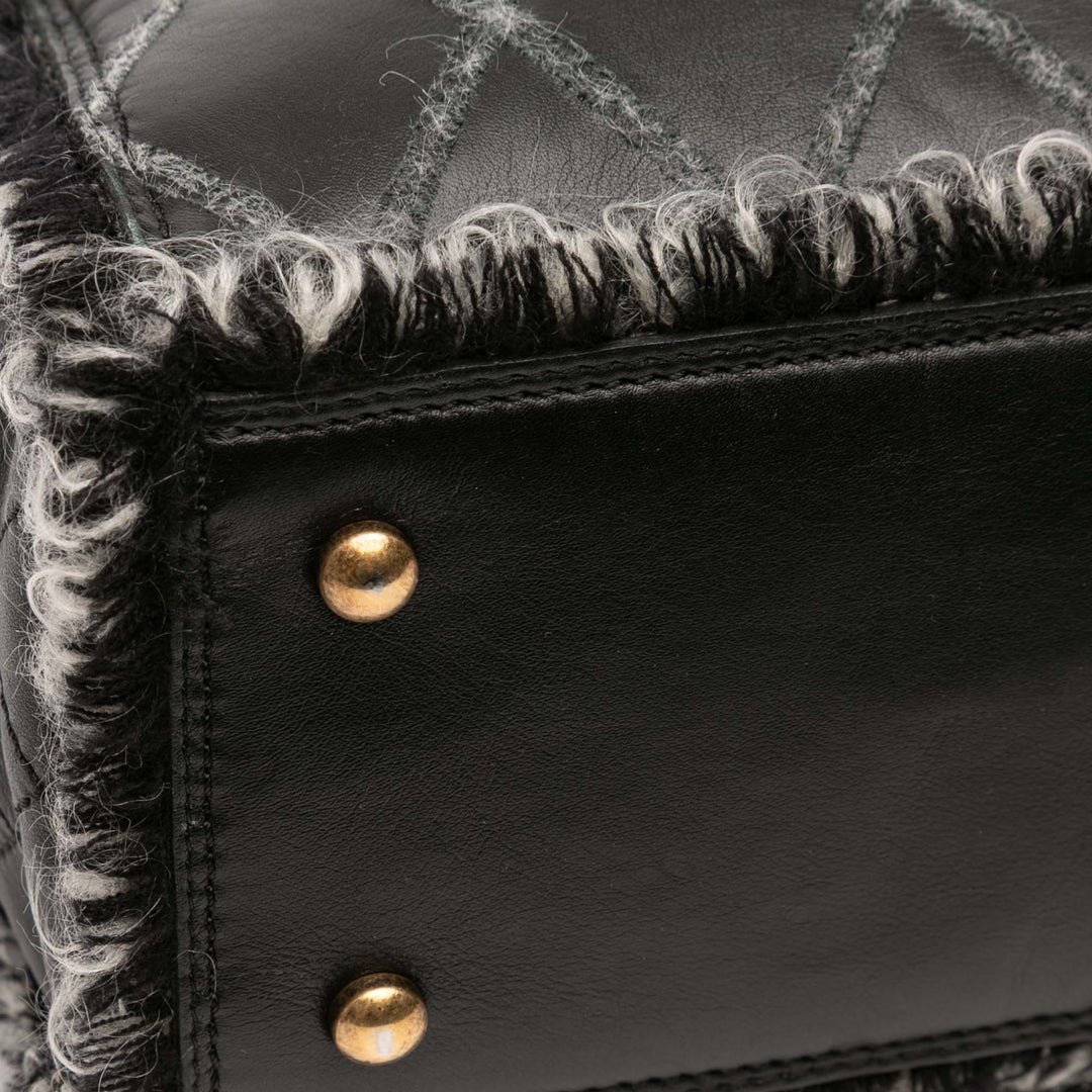 Chanel CC Quilted Cuir de veau Tweedy Shopping Cabas Noir