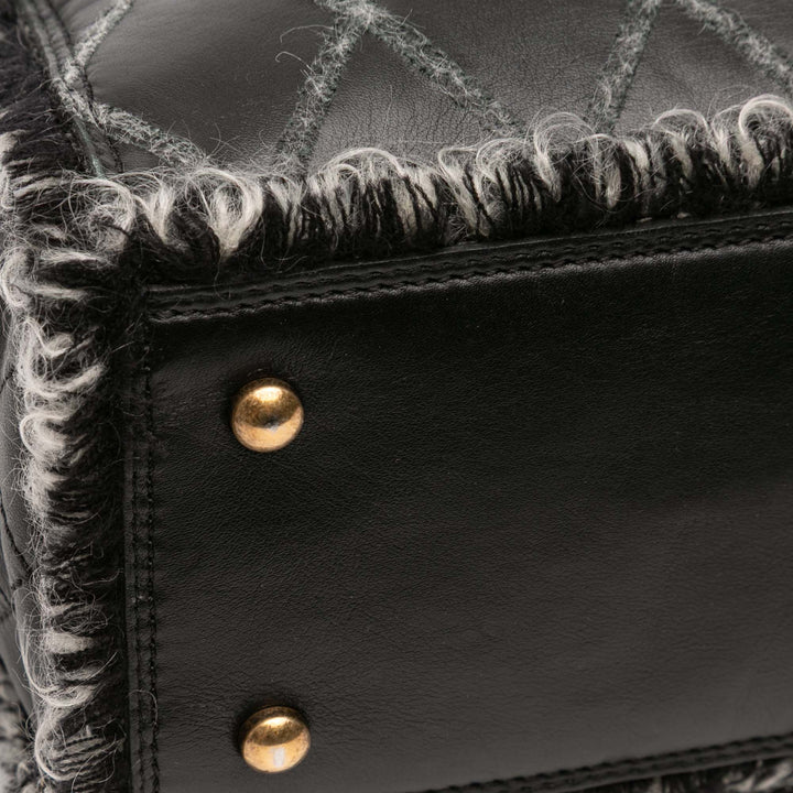 Chanel CC Quilted Cuir de veau Tweedy Shopping Cabas Noir