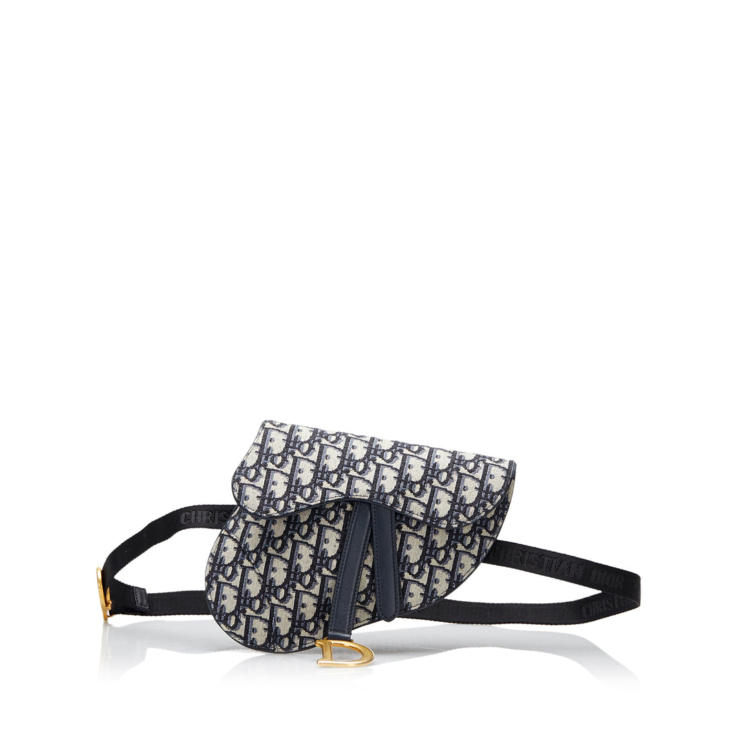 Oblique Saddle Belt Bag Blue - Gaby Paris