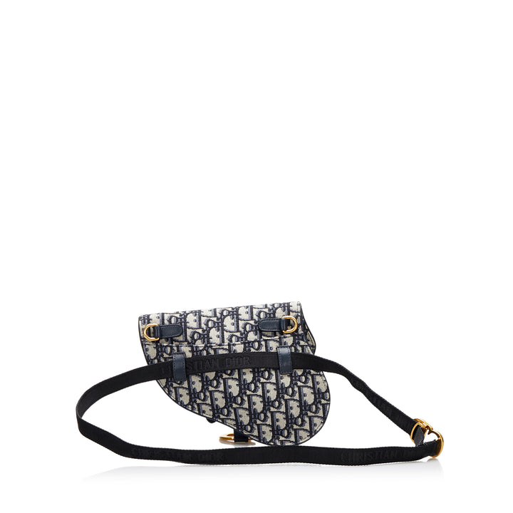 Oblique Saddle Belt Bag Blue - Gaby Paris