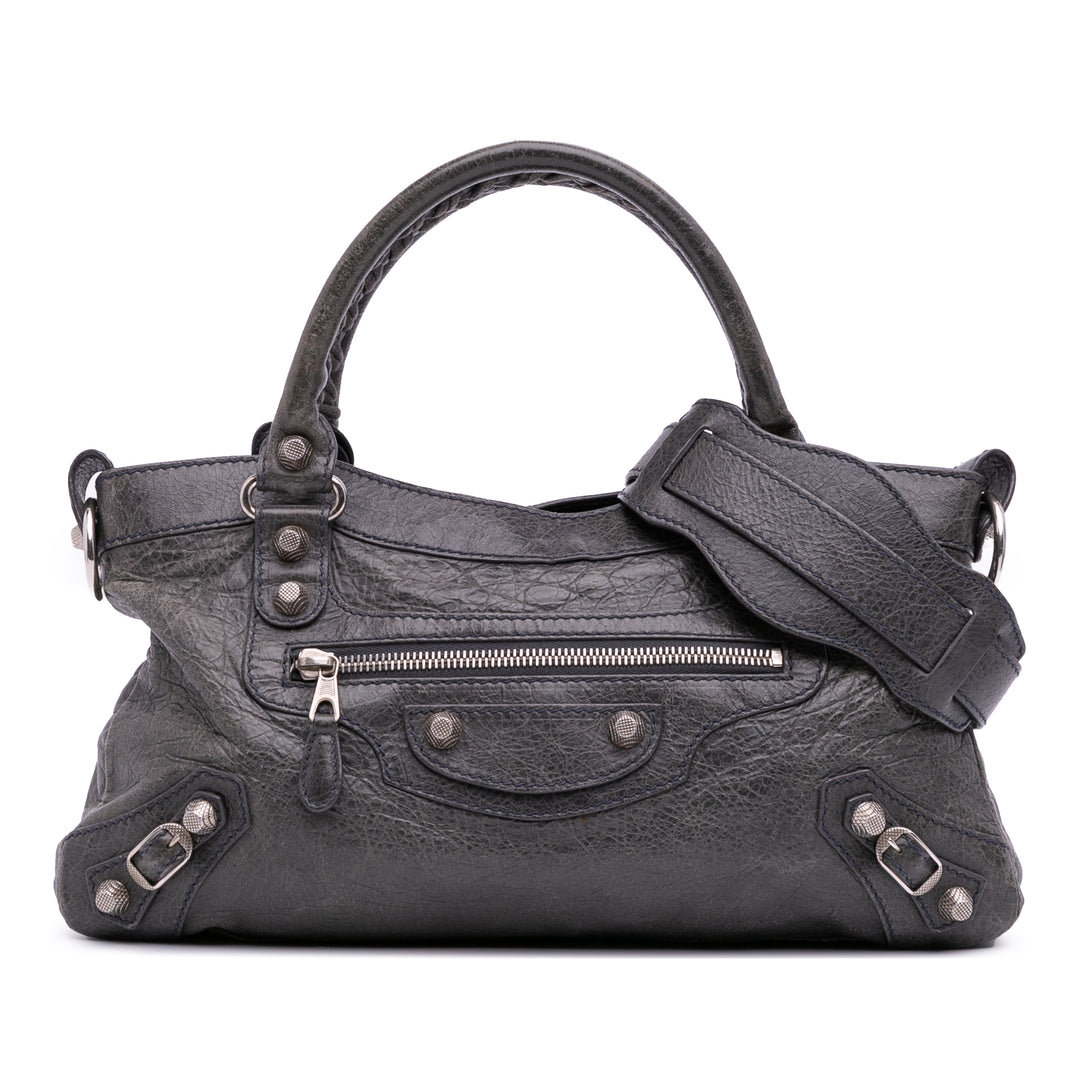 Lambskin Motocross Classic First Giant 12 Satchel Gray - Gaby Paris