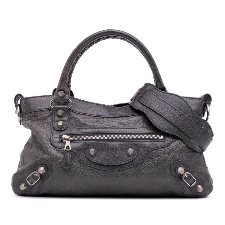 Lambskin Motocross Classic First Giant 12 Satchel Gray - Gaby Paris