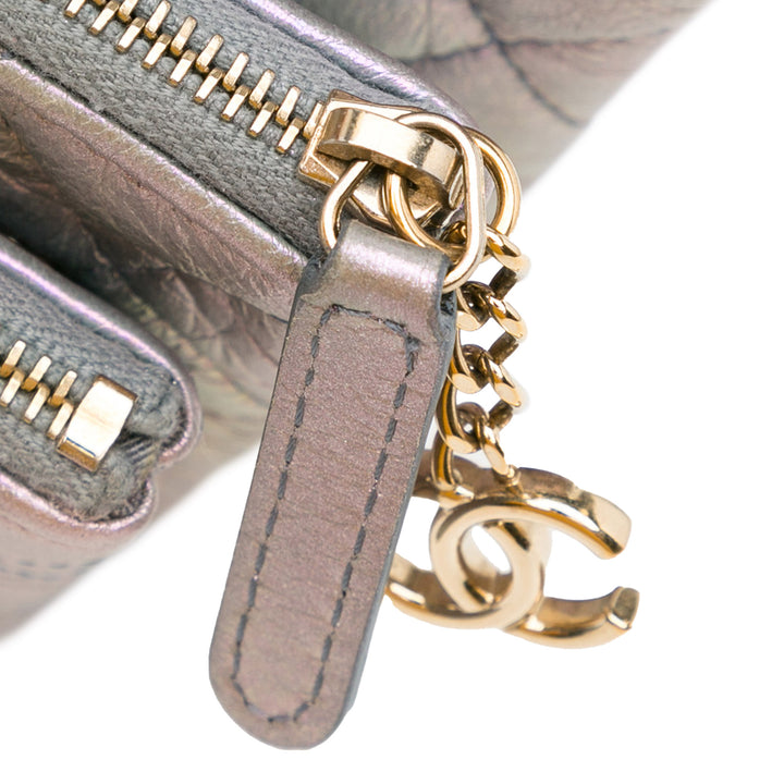 Chanel Iridescent Crumpled Cuir de veau Trio Cosmetic Étui Violet