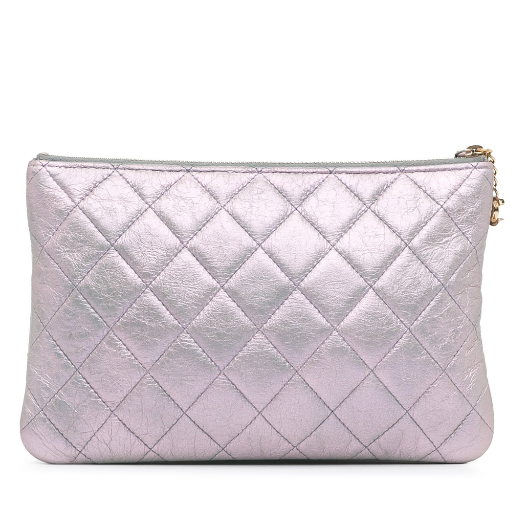 Chanel Iridescent Crumpled Cuir de veau Trio Cosmetic Étui Violet