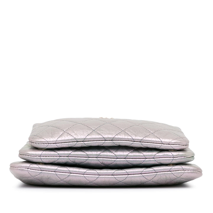 Chanel Iridescent Crumpled Cuir de veau Trio Cosmetic Étui Violet