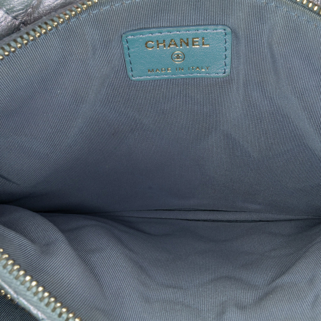 Chanel Iridescent Crumpled Cuir de veau Trio Cosmetic Étui Violet