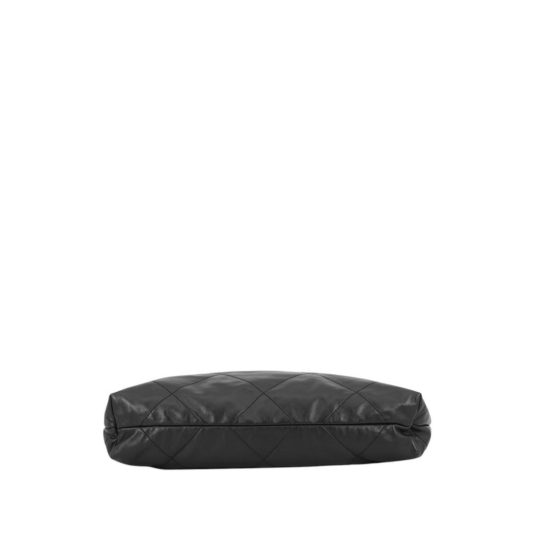 Matelassé brillant 22 Sac Moyen Cuir de veau Noir