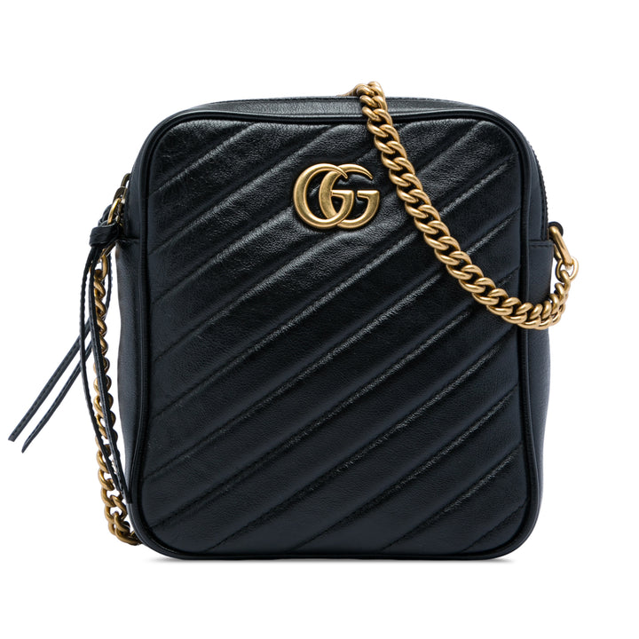 Gucci GG Marmont Matelasse Cuir Double Zip Sac porté croisé