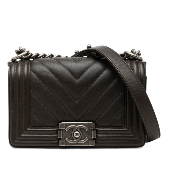 Chanel Small Chevron Cuir d’agneau Boy à rabat
