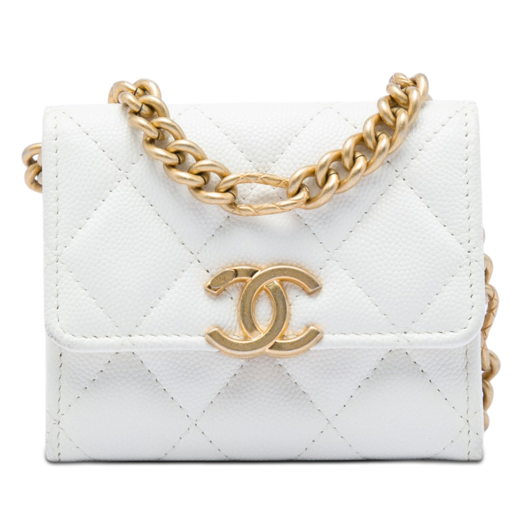 Chanel Matelassé Caviar Card Holder on Chain