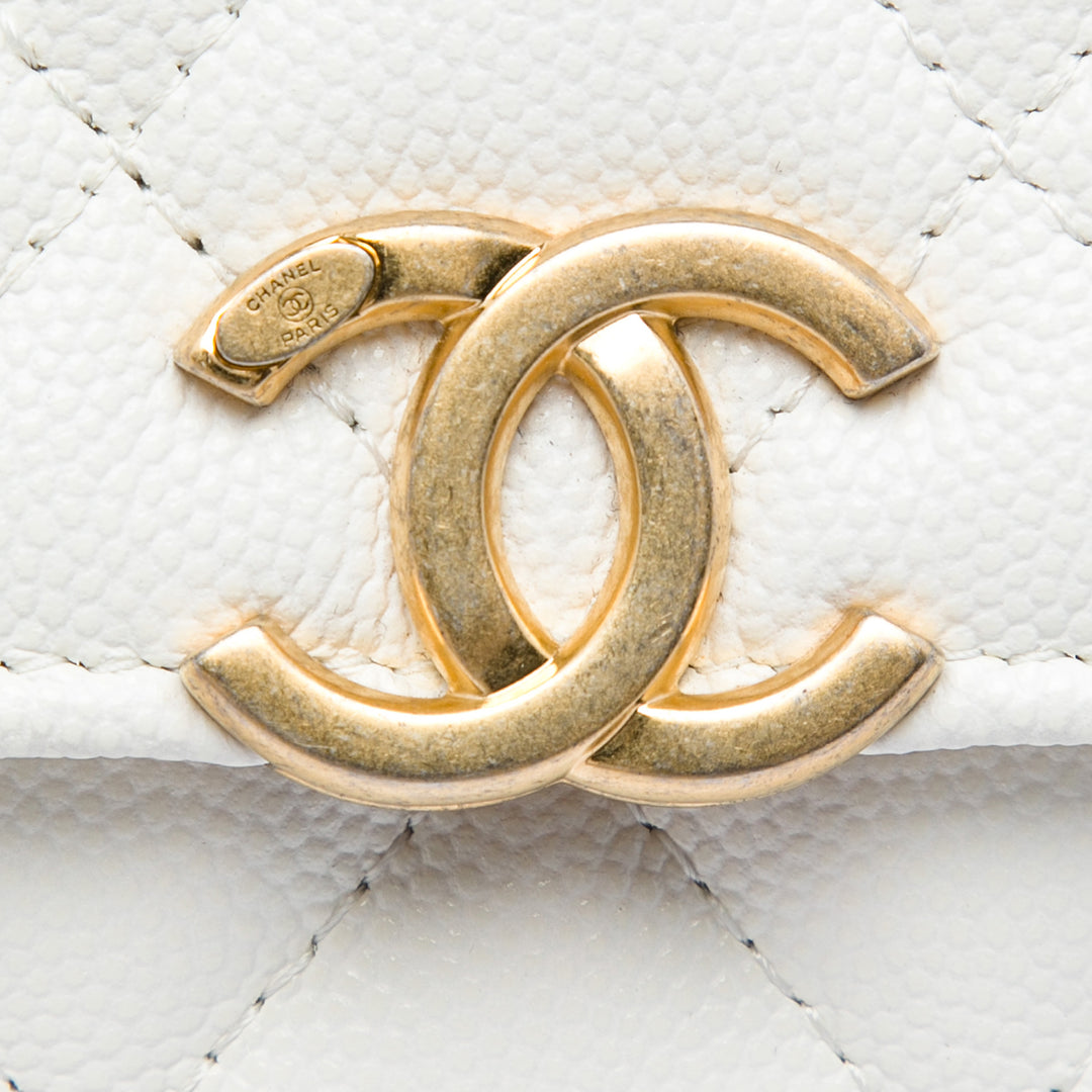 Chanel Matelassé Caviar Card Holder on Chain
