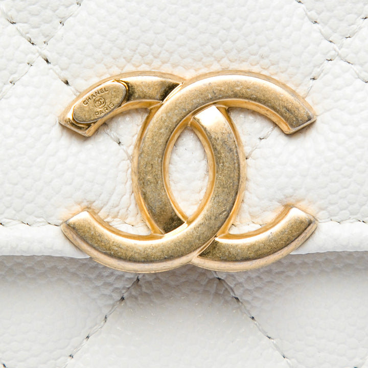Chanel Matelassé Caviar Card Holder on Chain