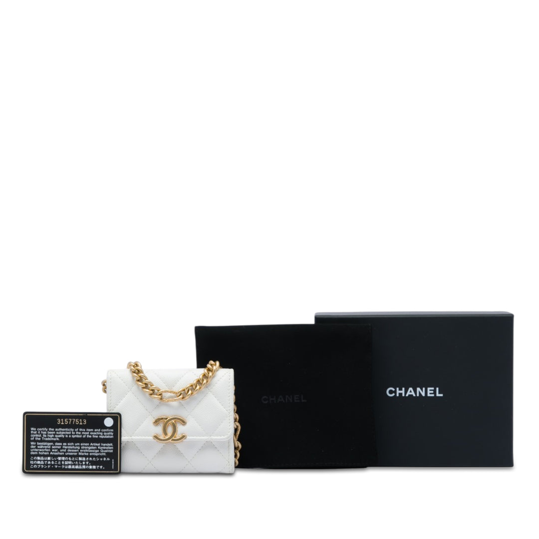 Chanel Matelassé Caviar Card Holder on Chain