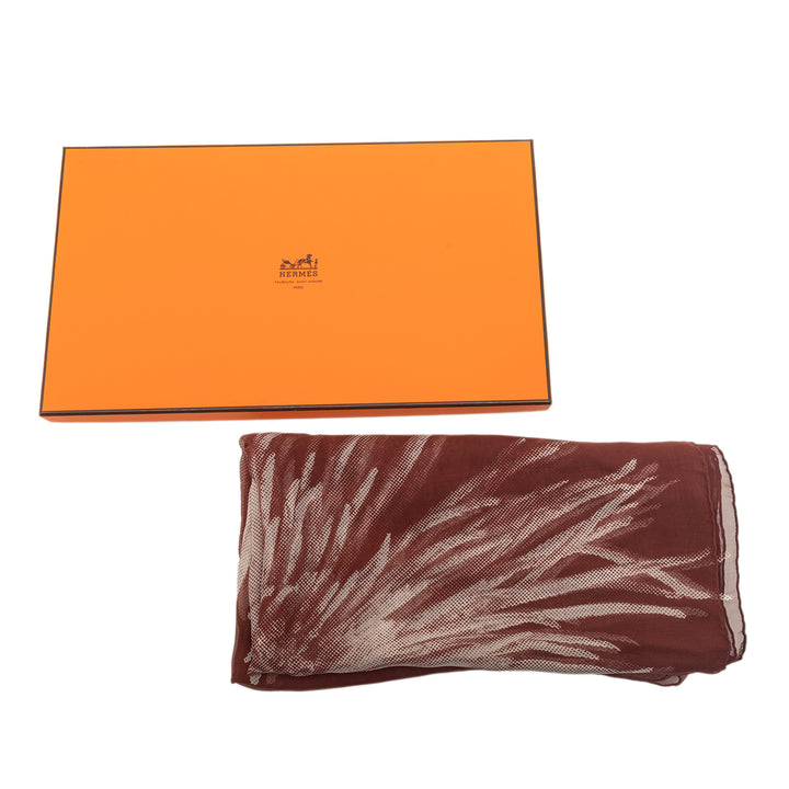 Hermès Dahlia Mousseline Shawl 140 Soie