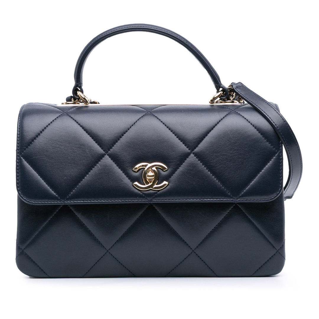 Medium Lambskin Trendy CC Top Handle Bag Black - Gaby Paris