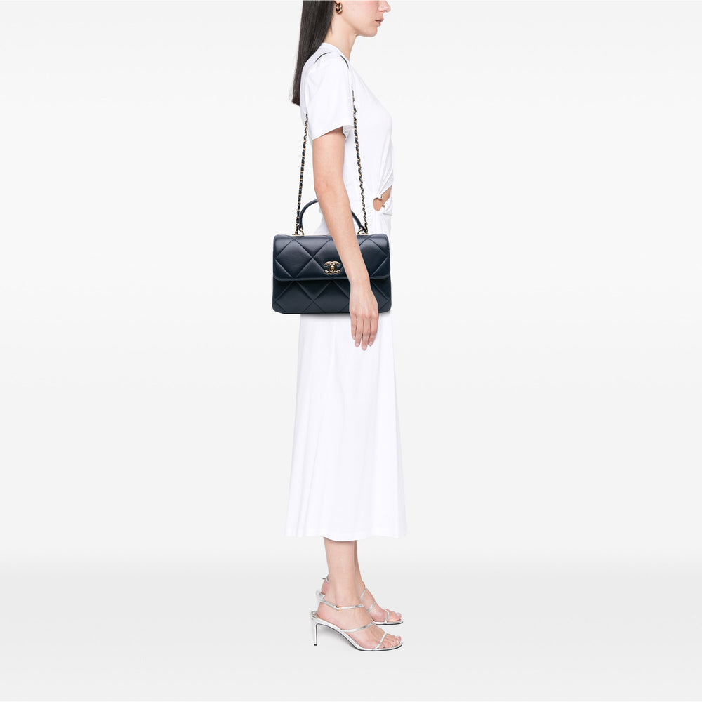 Medium Lambskin Trendy CC Top Handle Bag Black - Gaby Paris