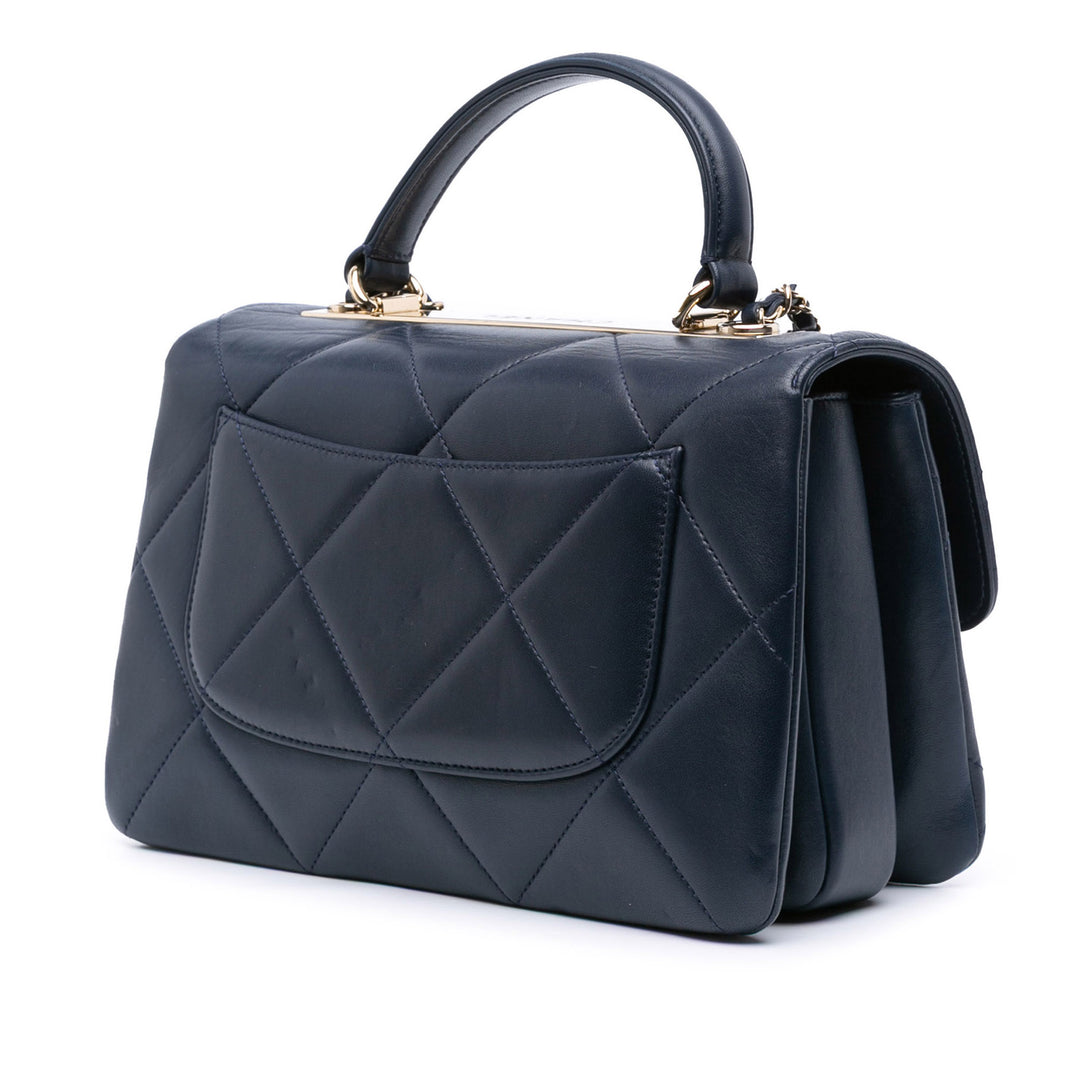 Medium Lambskin Trendy CC Top Handle Bag Black - Gaby Paris