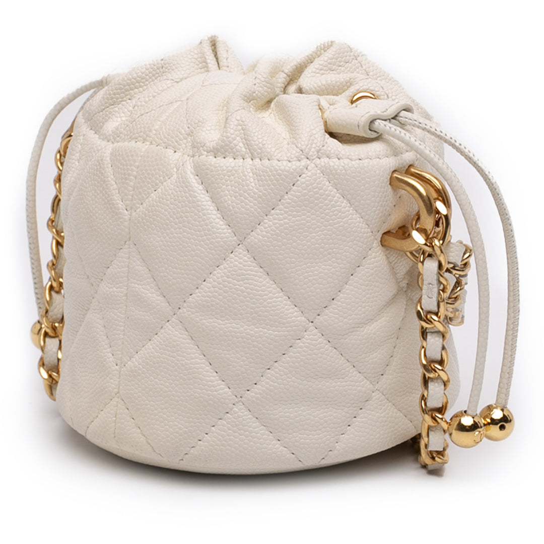 Chanel Mini Matelassé Caviar Twist Your Buttons Drawstring Bucket Sac