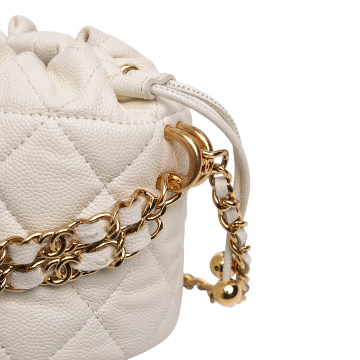 Chanel Mini Matelassé Caviar Twist Your Buttons Drawstring Bucket Sac