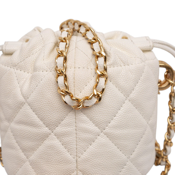 Chanel Mini Matelassé Caviar Twist Your Buttons Drawstring Bucket Sac