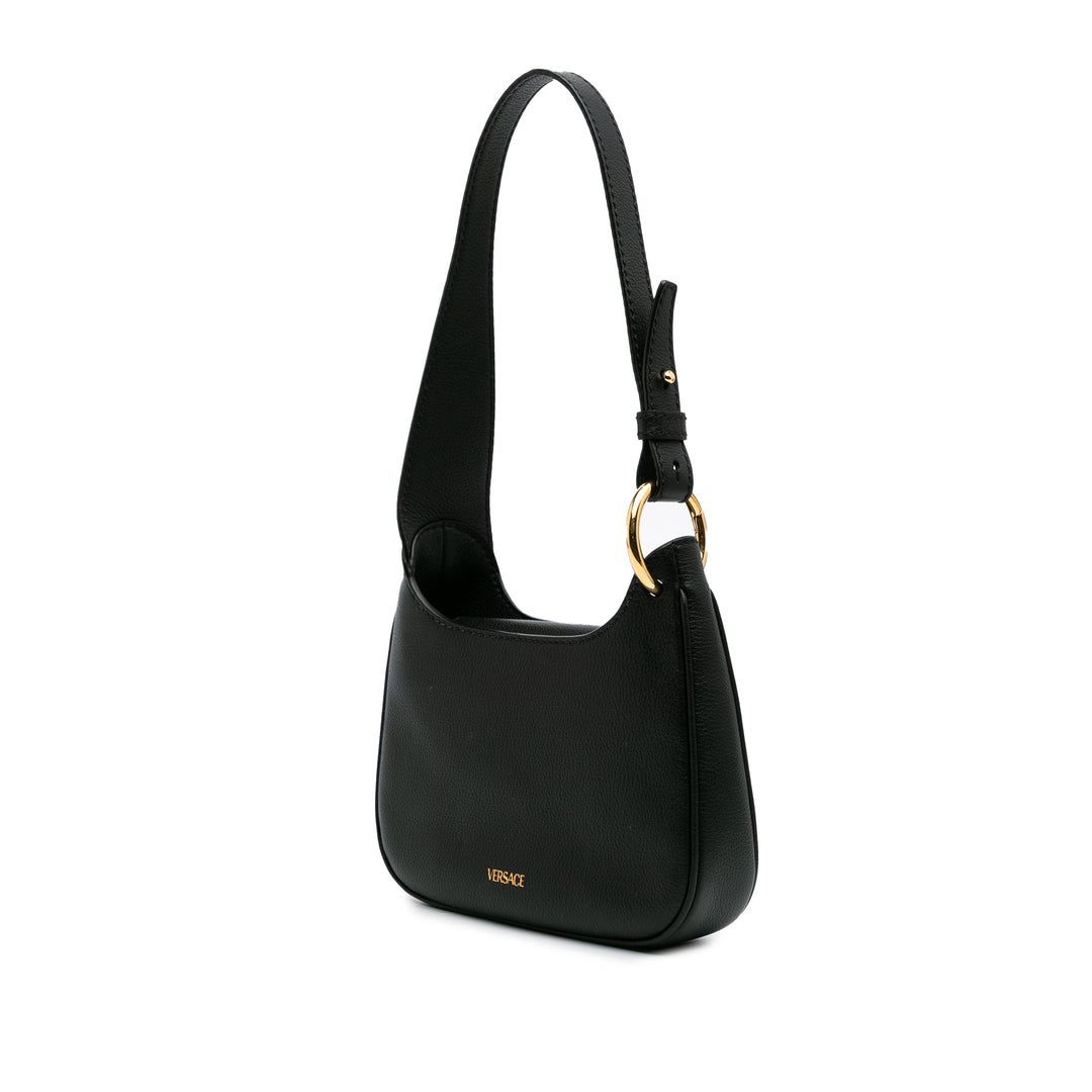 Small Leather La Medusa Chain Hobo Black - Gaby Paris