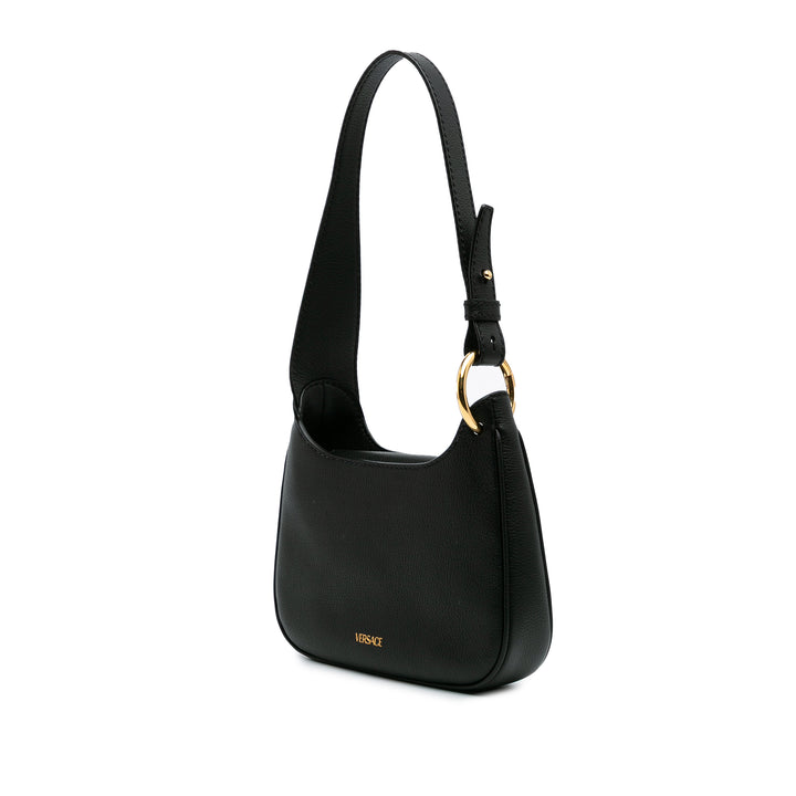 Small Leather La Medusa Chain Hobo Black - Gaby Paris