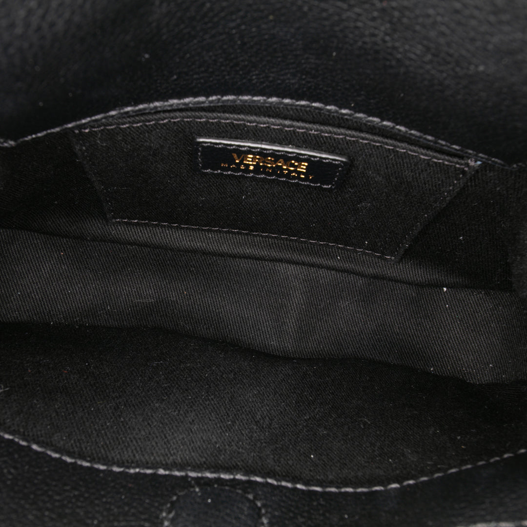 Small Leather La Medusa Chain Hobo Black - Gaby Paris