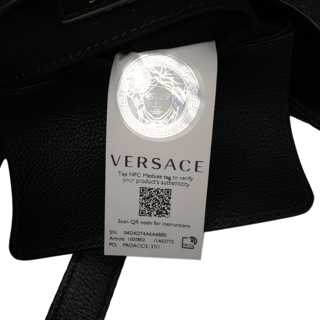 Small Leather La Medusa Chain Hobo Black - Gaby Paris