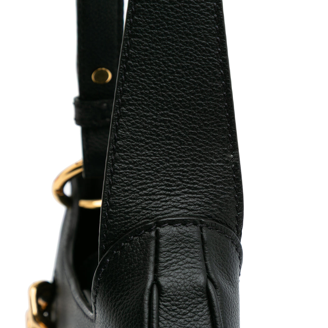 Small Leather La Medusa Chain Hobo Black - Gaby Paris