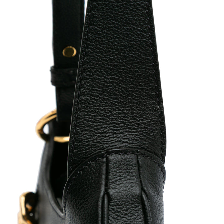 Small Leather La Medusa Chain Hobo Black - Gaby Paris