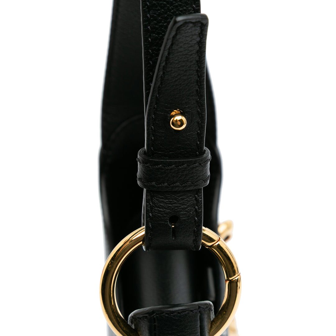 Small Leather La Medusa Chain Hobo Black - Gaby Paris