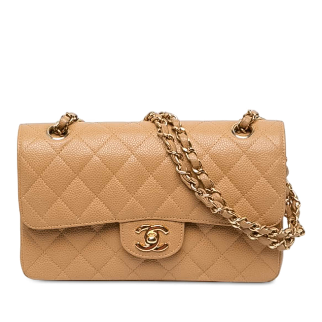 Chanel Classic Double rabat Petit Cuir caviar Marron – vue principale – GABY PARIS