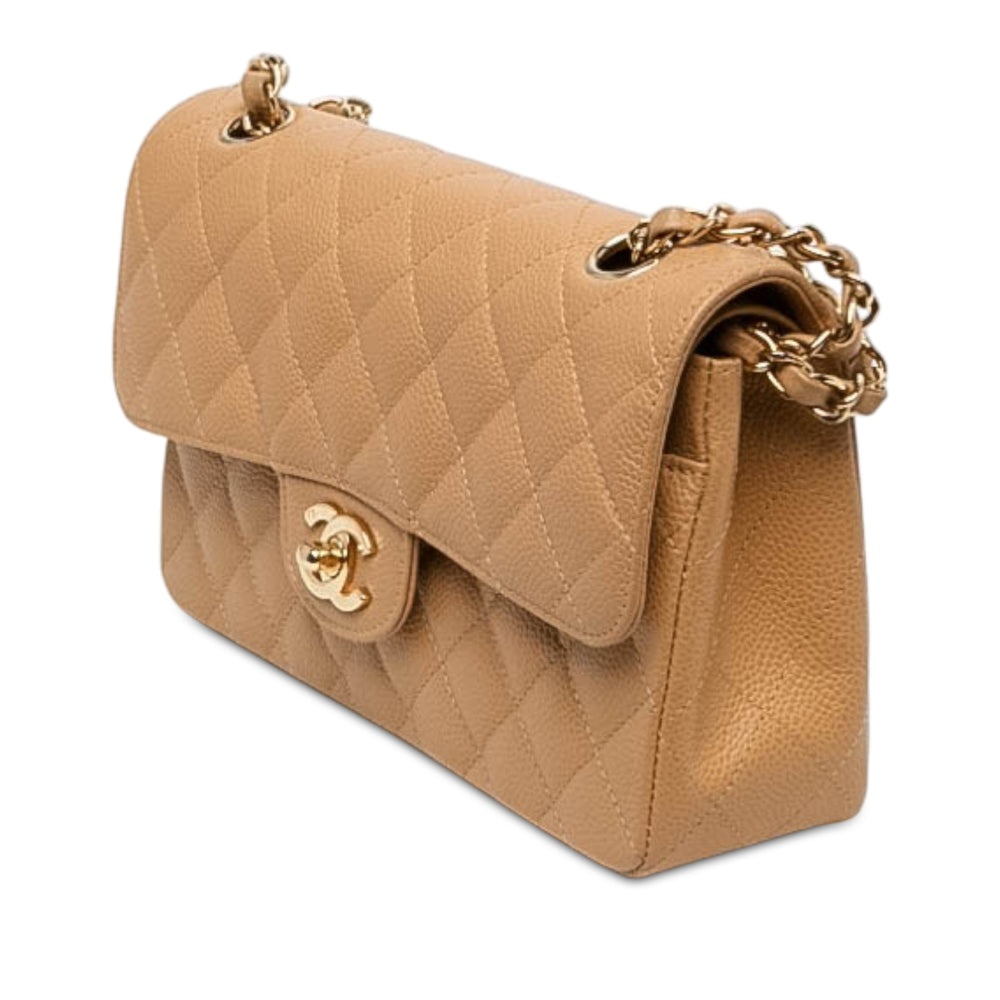 Chanel Classic Double rabat Petit Cuir caviar Marron – vue 2 – GABY PARIS
