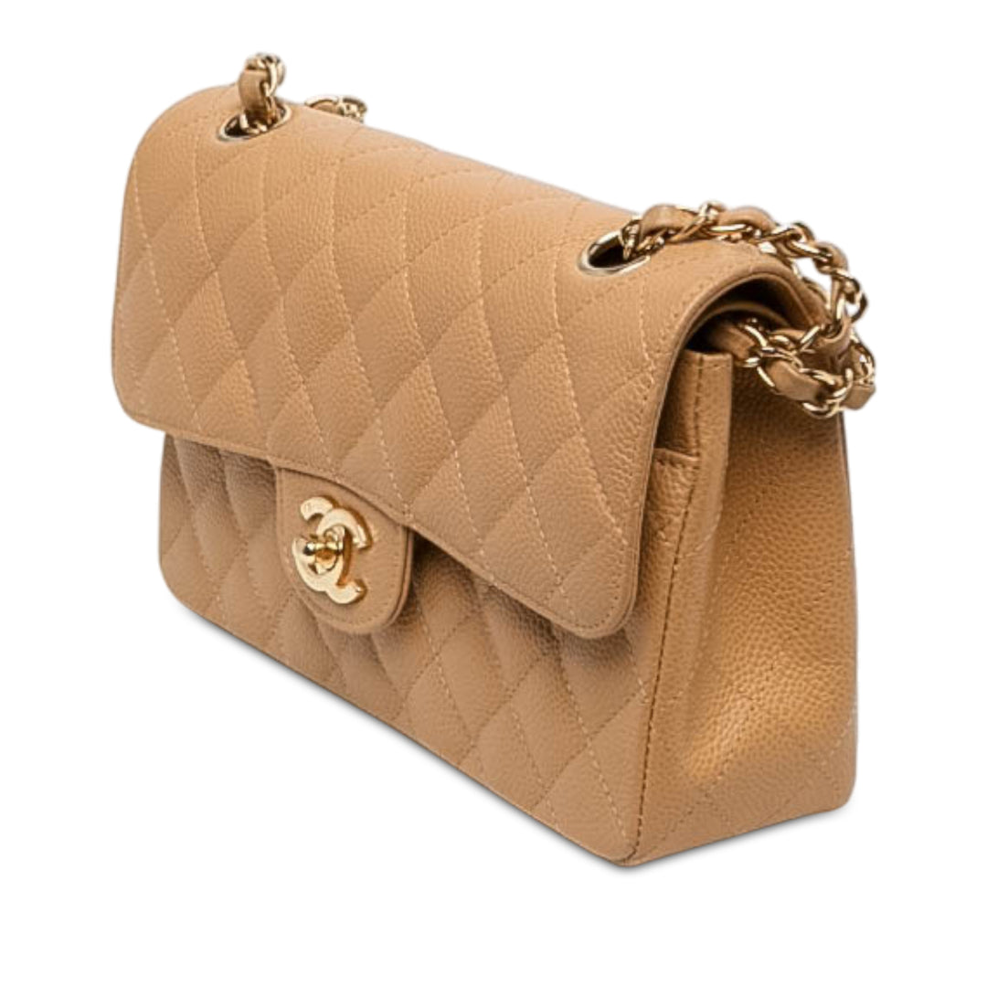 Chanel Classic Double rabat Petit Cuir caviar Marron – vue 2 – GABY PARIS