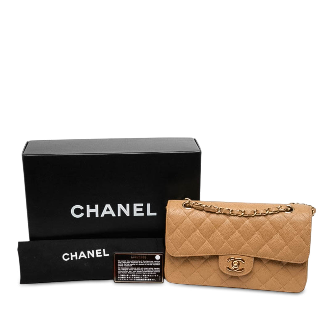 Chanel Classic Double rabat Petit Cuir caviar Marron – vue 7 – GABY PARIS