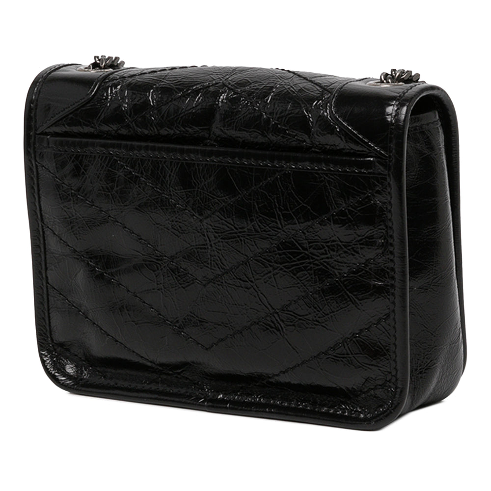 Saint Laurent Sac bandoulière froissé Niki Wallet on Chain Cuir de veau Noir – vue 2 – GABY PARIS