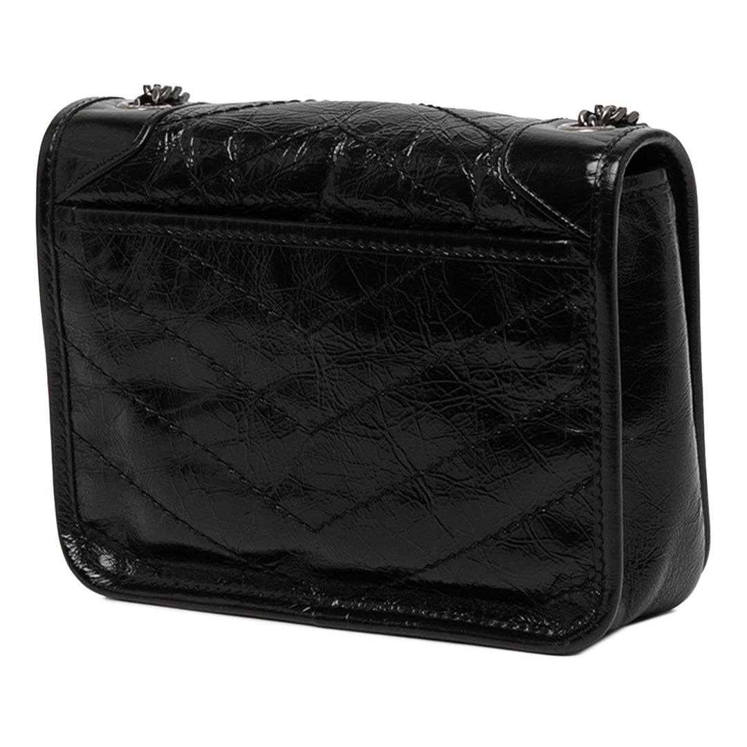 Saint Laurent Sac bandoulière froissé Niki Wallet on Chain Cuir de veau Noir – vue 2 – GABY PARIS