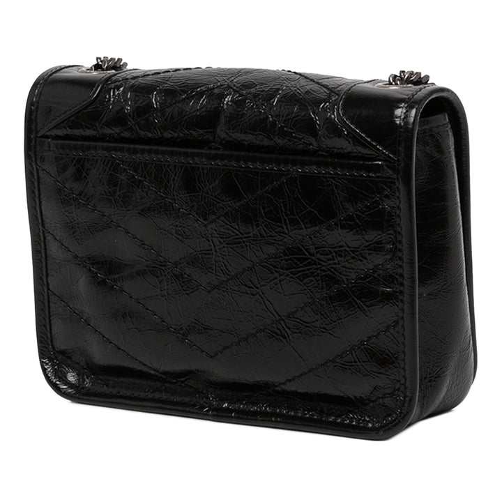 Saint Laurent Sac bandoulière froissé Niki Wallet on Chain Cuir de veau Noir – vue 2 – GABY PARIS