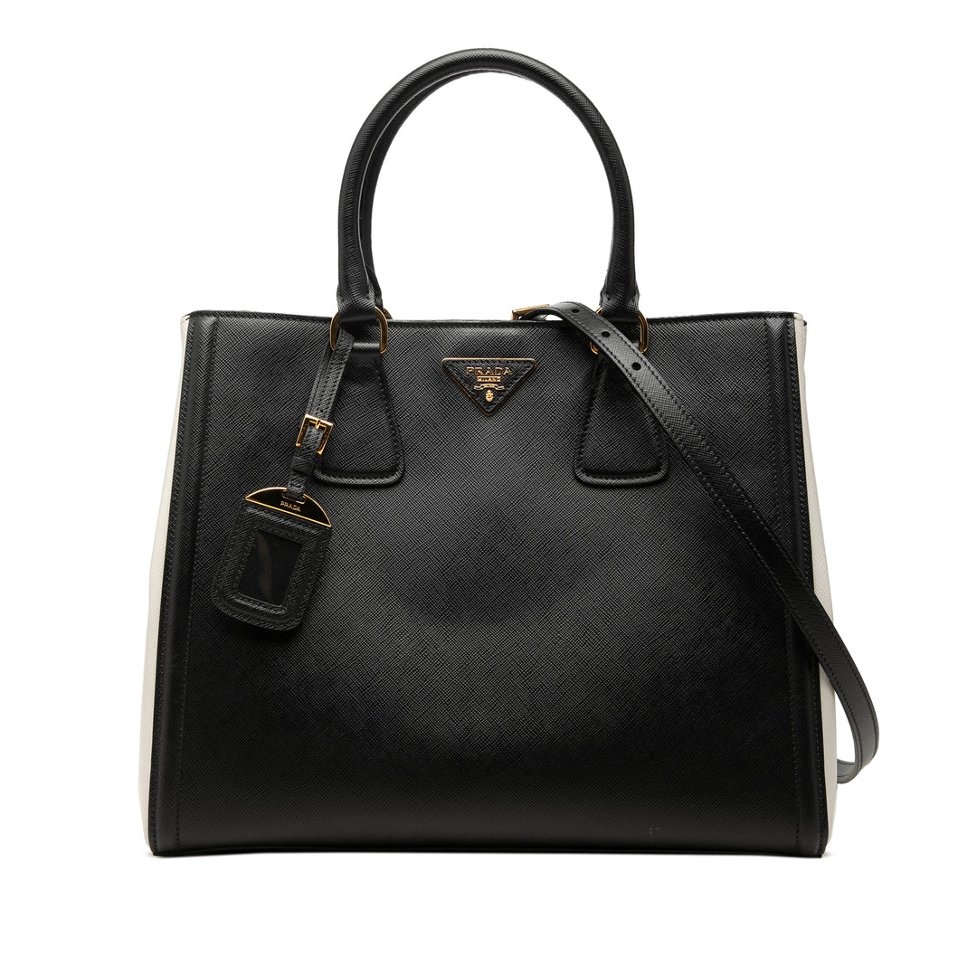 Bicolore Lux Galleria Sac Moyen Saffiano Noir