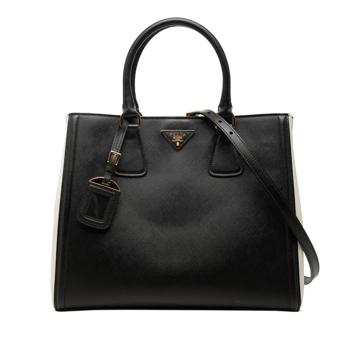 Bicolore Lux Galleria Sac Moyen Saffiano Noir