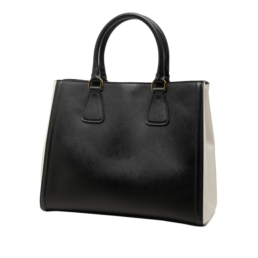 Bicolore Lux Galleria Sac Moyen Saffiano Noir