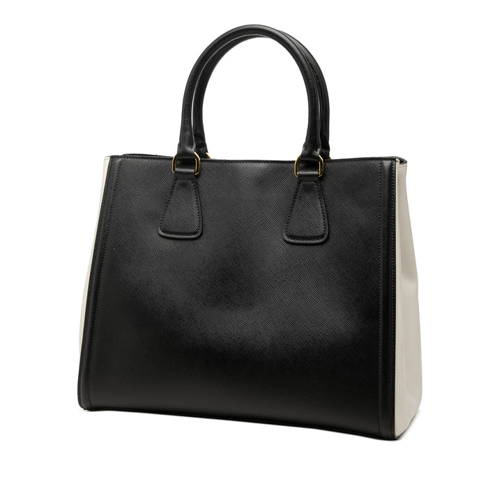 Bicolore Lux Galleria Sac Moyen Saffiano Noir
