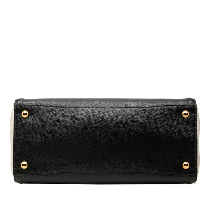 Bicolore Lux Galleria Sac Moyen Saffiano Noir