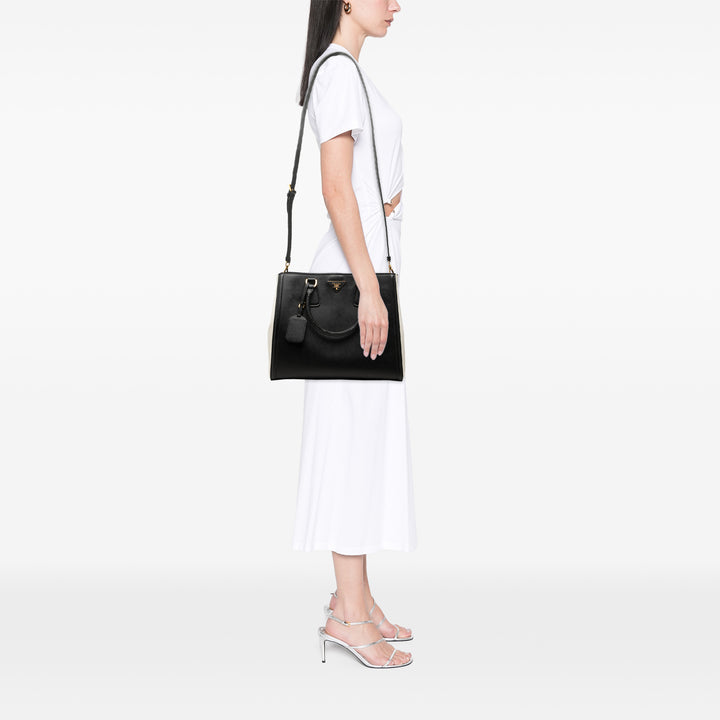 Bicolore Lux Galleria Sac Moyen Saffiano Noir